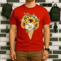 Cute Sunflowers In Ice Cream Cone T-Shirt thumb 6