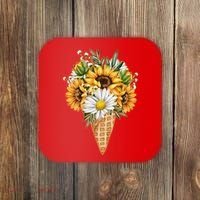 Cute Sunflowers In Ice Cream Cone Coaster thumb 0