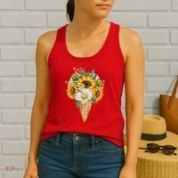 Cute Sunflowers In Ice Cream Cone Women's Tank Top thumb 2