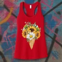 Cute Sunflowers In Ice Cream Cone Women's Tank Top thumb 3