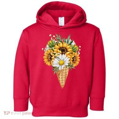 Cute Sunflowers In Ice Cream Cone Toddler Hoodie
