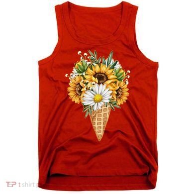 Cute Sunflowers In Ice Cream Cone Tank Top