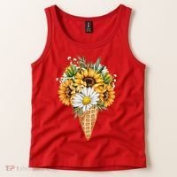 Cute Sunflowers In Ice Cream Cone Tank Top thumb 2