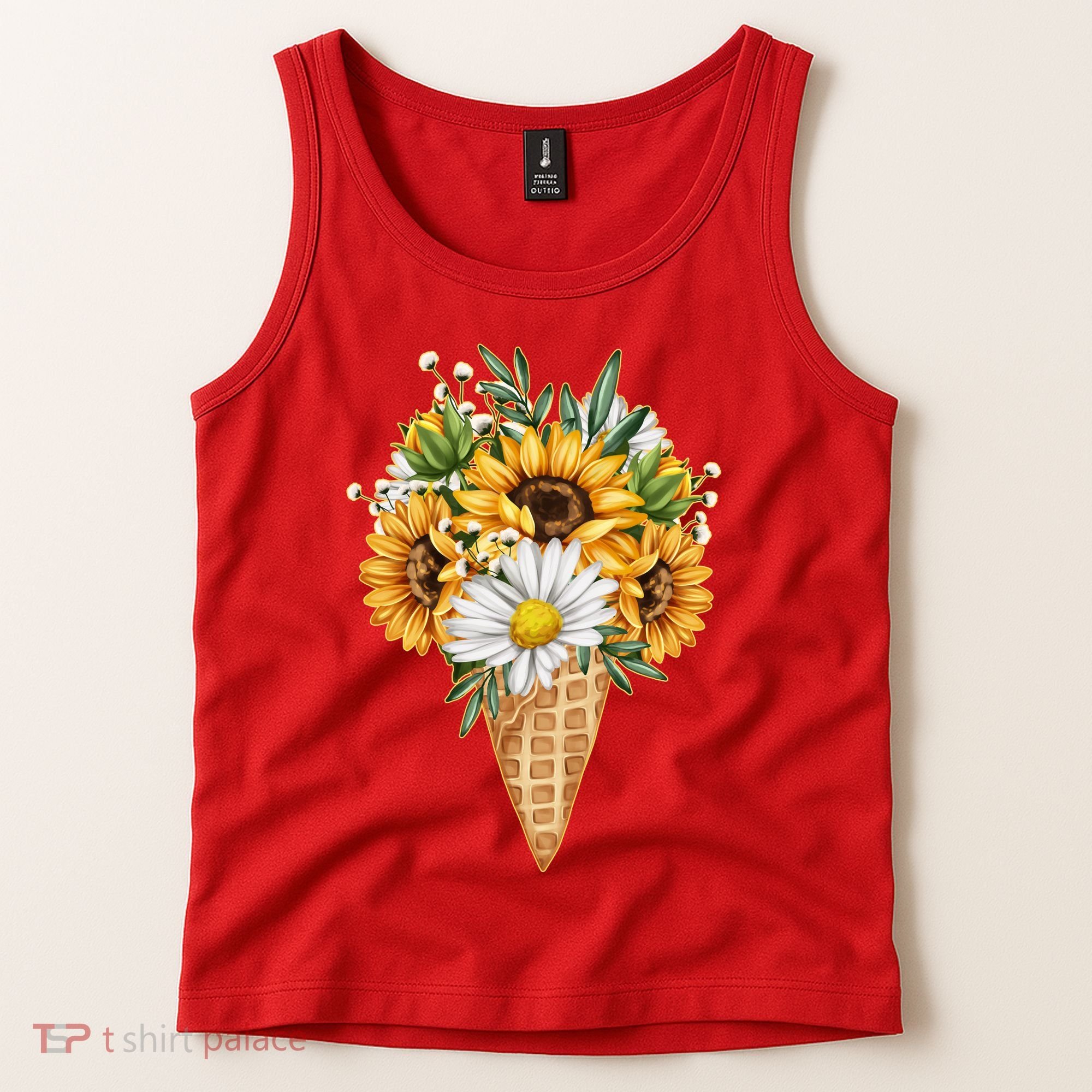 Cute Sunflowers In Ice Cream Cone Tank Top