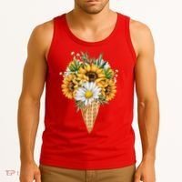 Cute Sunflowers In Ice Cream Cone Tank Top thumb 3