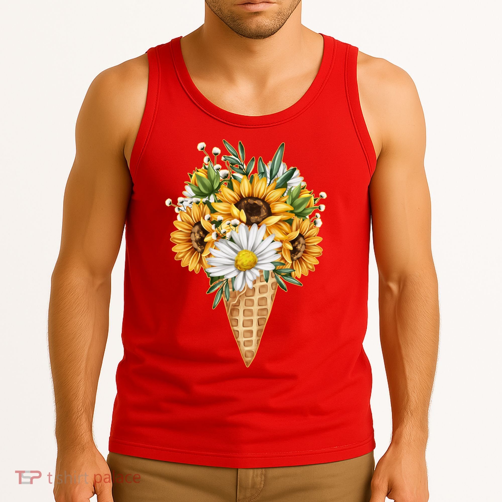 Cute Sunflowers In Ice Cream Cone Tank Top
