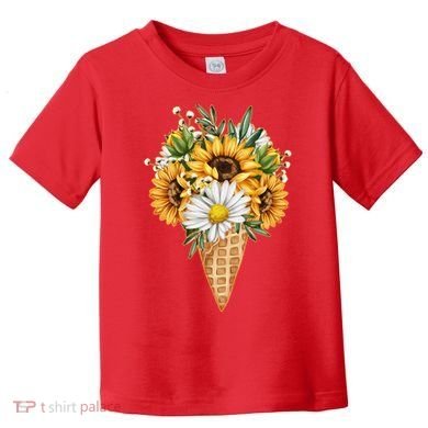Cute Sunflowers In Ice Cream Cone Toddler T-Shirt
