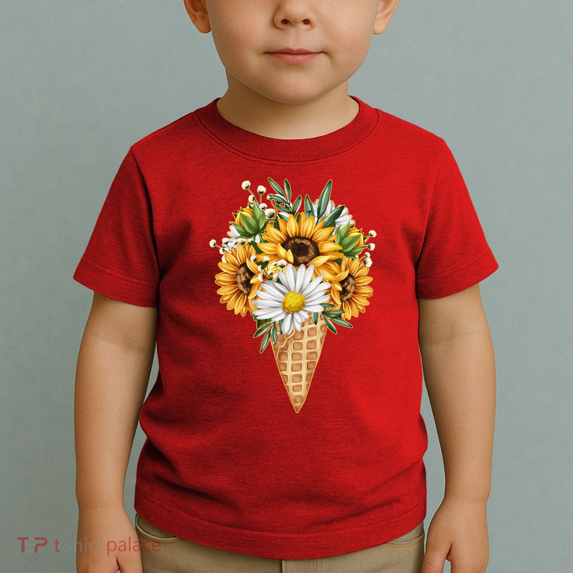 Cute Sunflowers In Ice Cream Cone Toddler T-Shirt