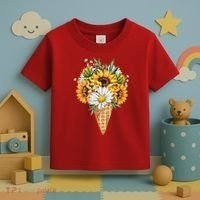 Cute Sunflowers In Ice Cream Cone Toddler T-Shirt thumb 3