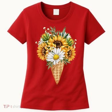 Cute Sunflowers In Ice Cream Cone Women's T-Shirt