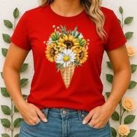 Cute Sunflowers In Ice Cream Cone Women's T-Shirt thumb 2
