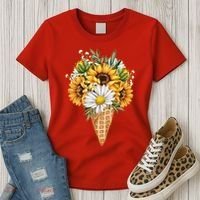 Cute Sunflowers In Ice Cream Cone Women's T-Shirt thumb 3