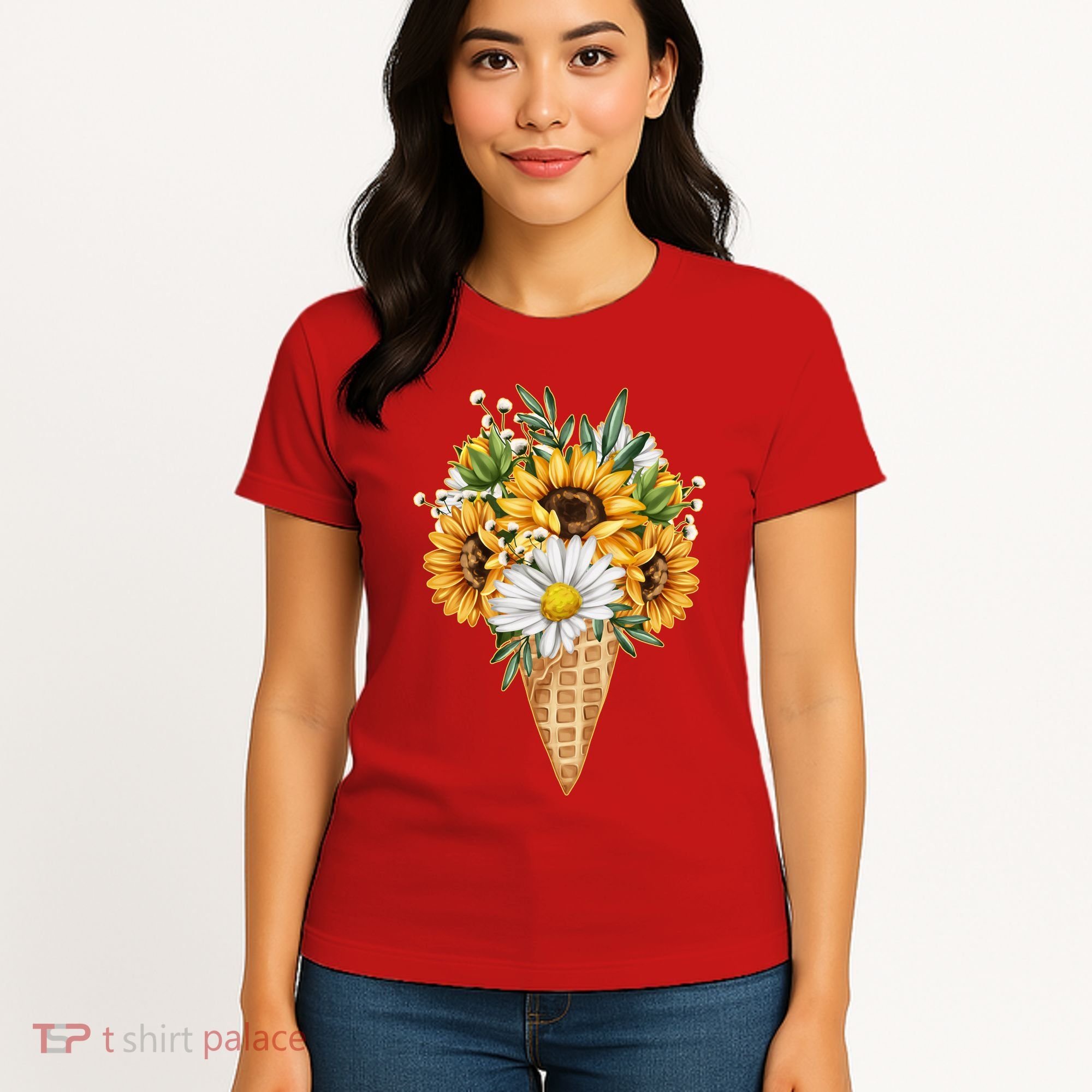 Cute Sunflowers In Ice Cream Cone Women's T-Shirt