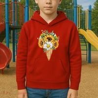 Cute Sunflowers In Ice Cream Cone Kids Hoodie thumb 2