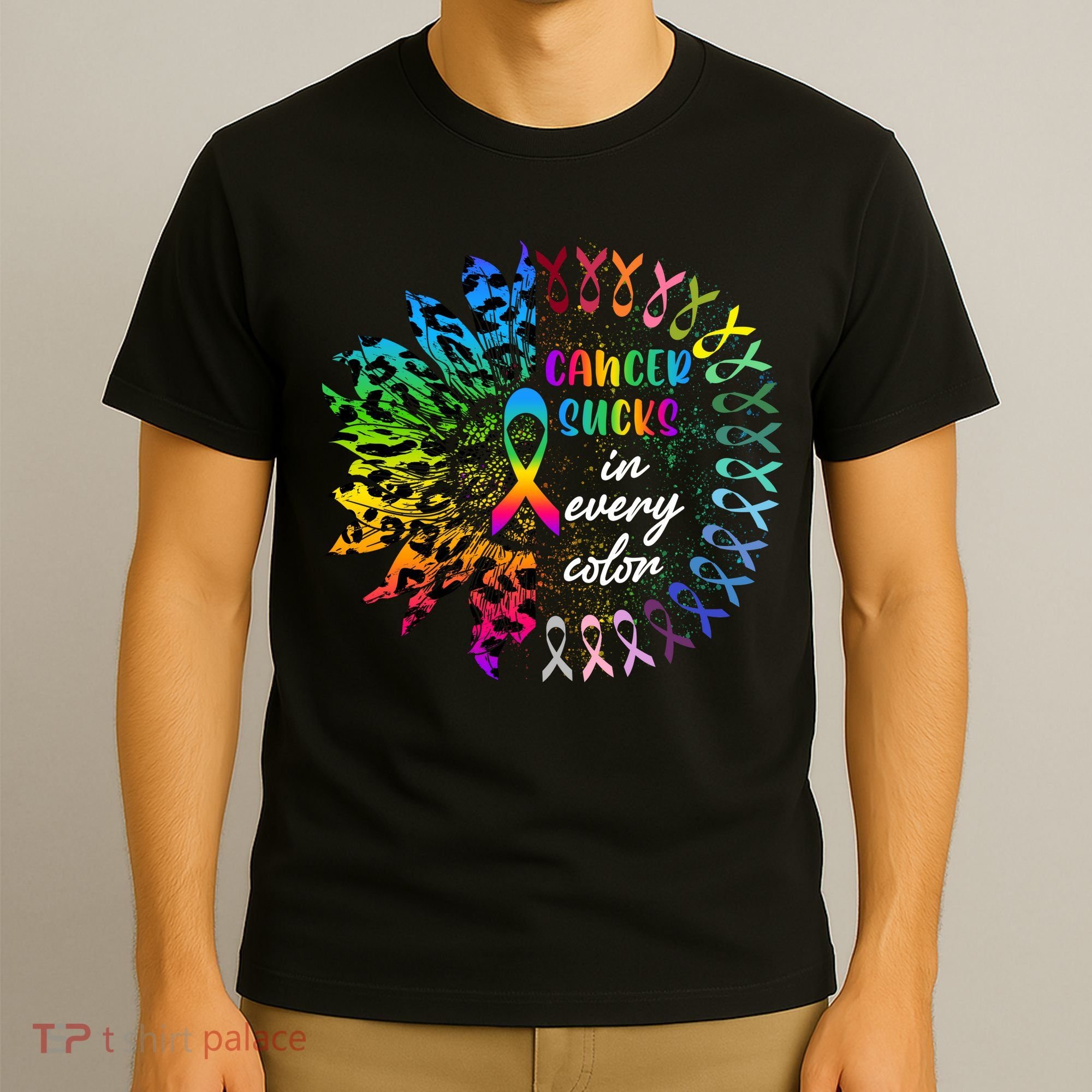 Cancer Sucks In Every Color Awareness Robbon Colors T-Shirt