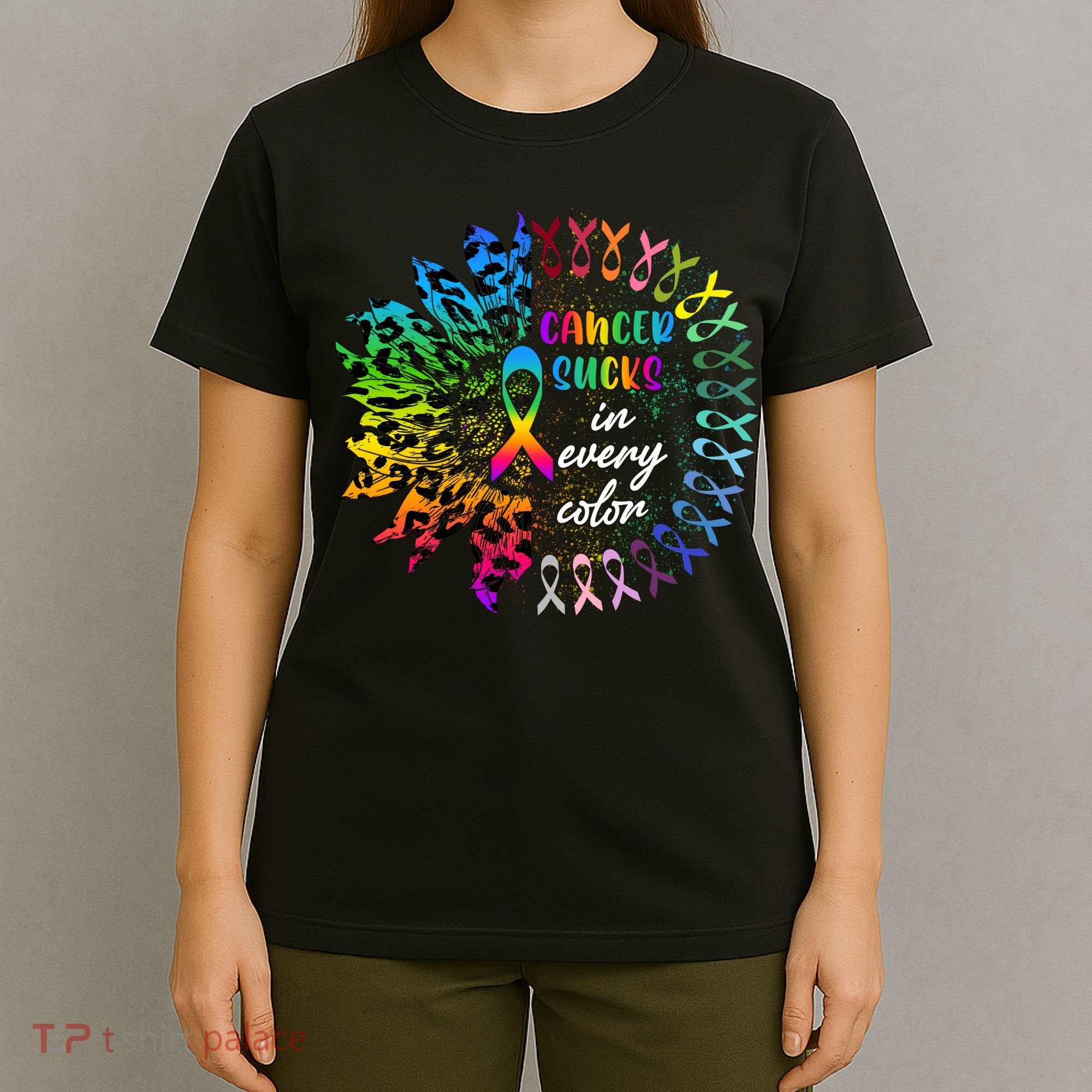 Cancer Sucks In Every Color Awareness Robbon Colors T-Shirt
