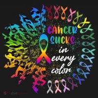 Cancer Sucks In Every Color Awareness Robbon Colors T-Shirt thumb 7