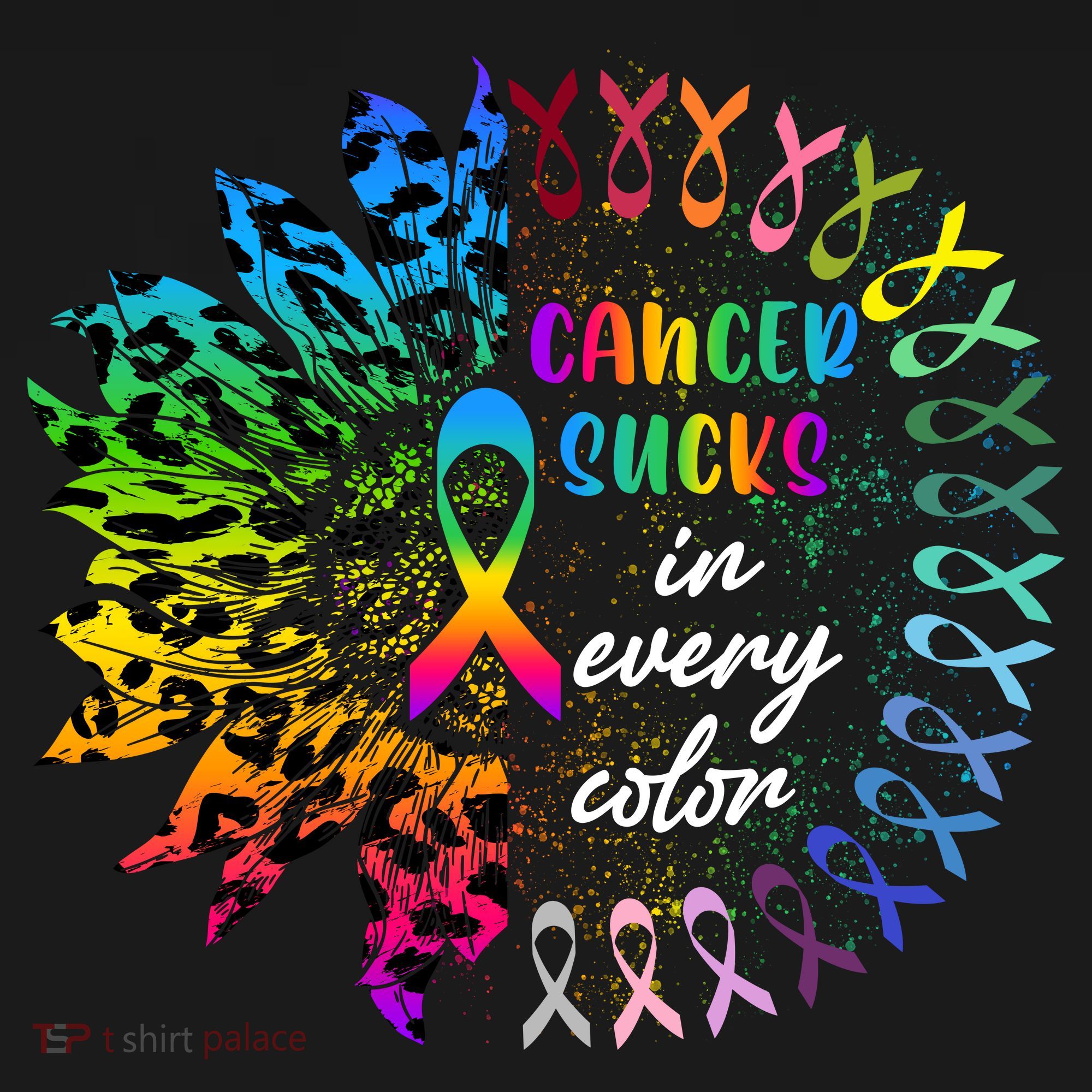 Cancer Sucks In Every Color Awareness Robbon Colors T-Shirt