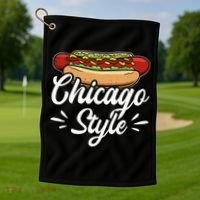 Chicago Style Illinois Hot Dog Golf Towel thumb 1