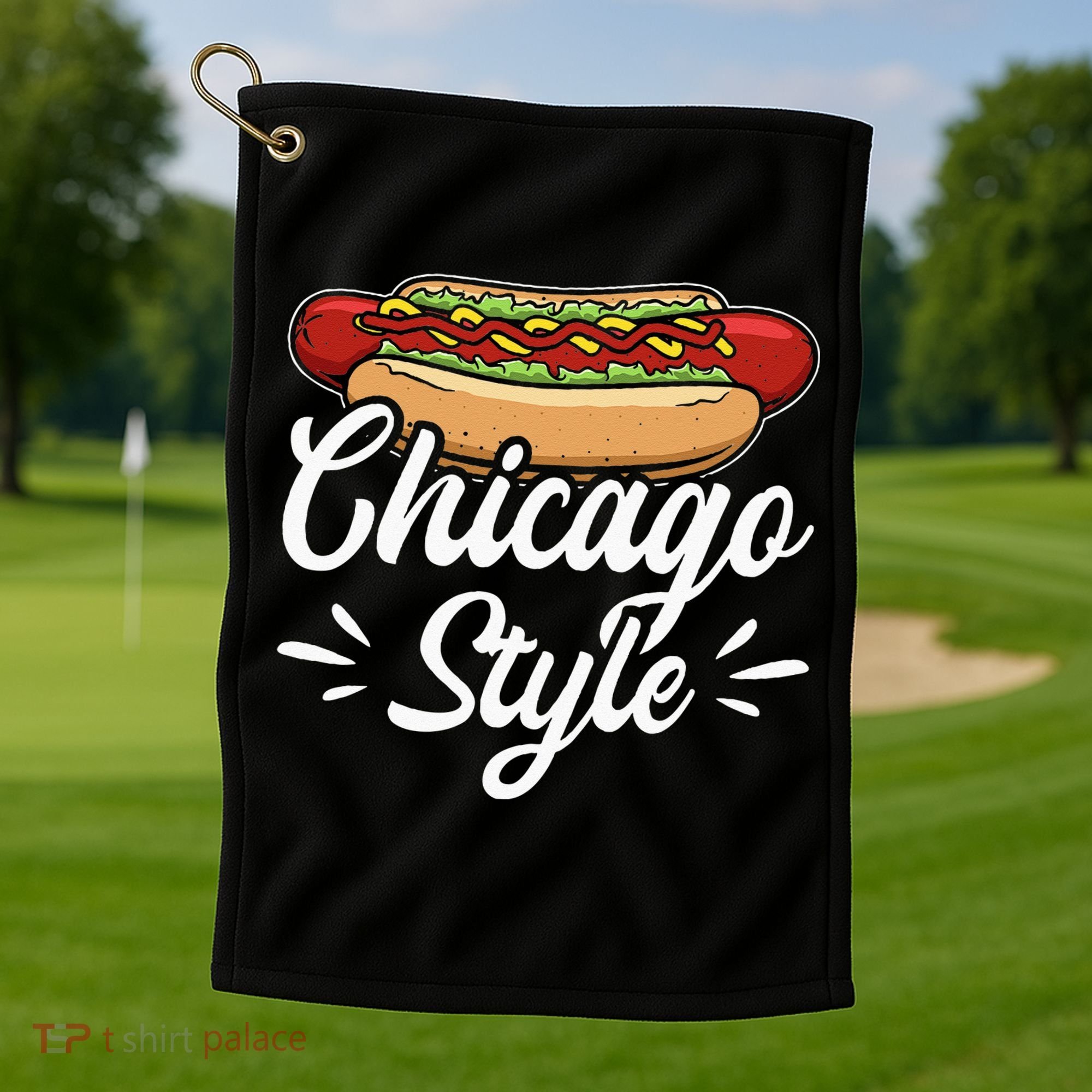 Chicago Style Illinois Hot Dog Golf Towel