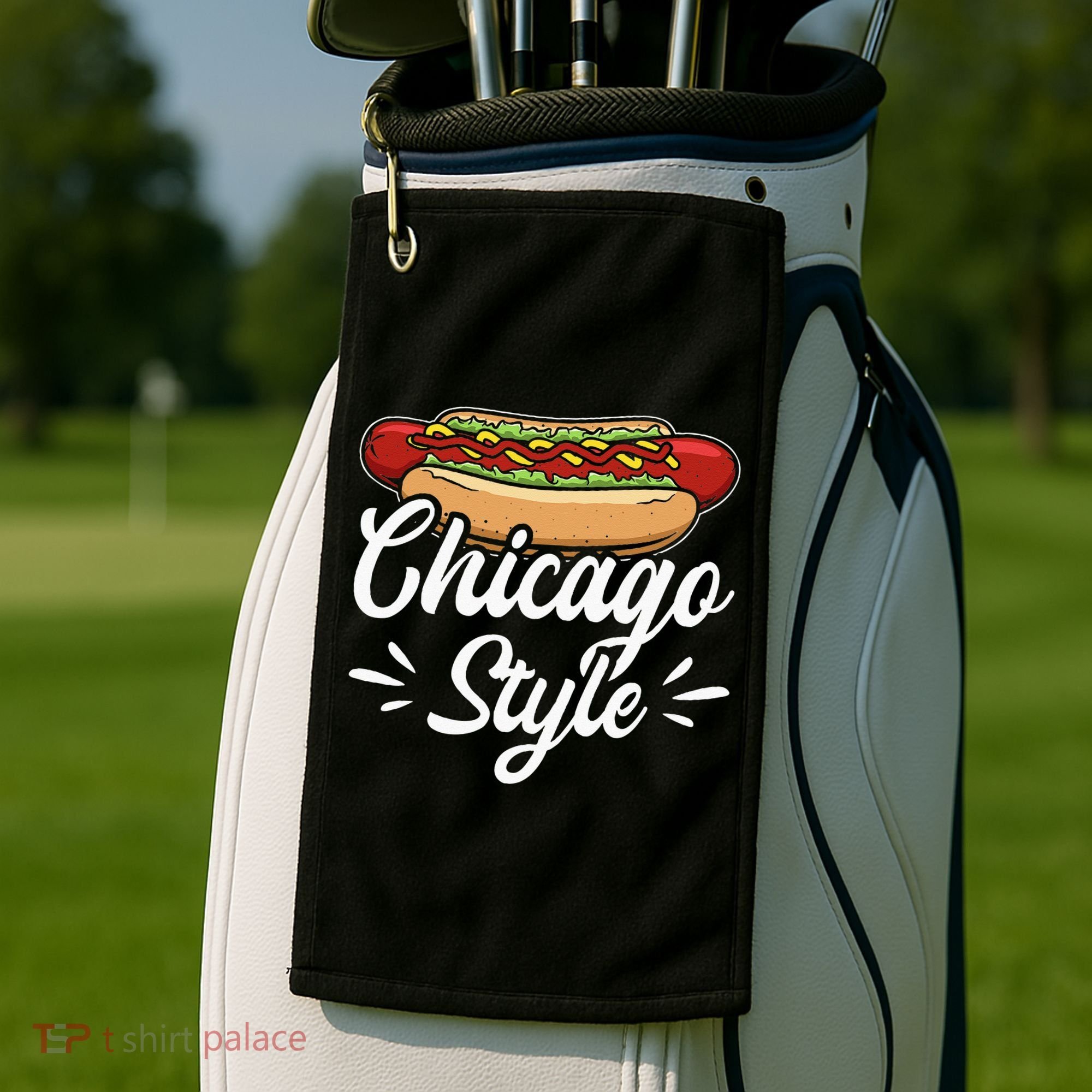 Chicago Style Illinois Hot Dog Golf Towel