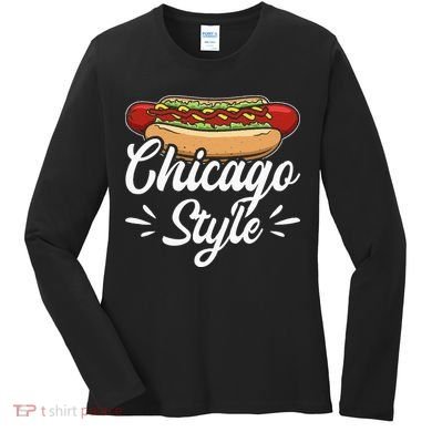 Chicago Style Illinois Hot Dog Women's Long Sleeve Shirt