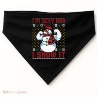 Christmas Snowman Im Sexy And I Snow It Mom Dad USA-Made Doggie Bandana thumb 0