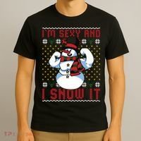 Christmas Snowman Im Sexy And I Snow It Mom Dad T-Shirt thumb 3