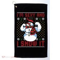 Christmas Snowman Im Sexy And I Snow It Mom Dad Golf Towel thumb 0