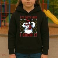 Christmas Snowman Im Sexy And I Snow It Mom Dad Kids Hoodie thumb 3