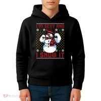 Christmas Snowman Im Sexy And I Snow It Mom Dad Kids Hoodie thumb 4