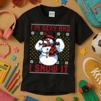 Christmas Snowman Im Sexy And I Snow It Mom Dad Kids T-Shirt thumb 3