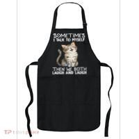 Cat Sometimes I Talk To Myself Then We Both Laugh And Laugh Apron thumb 0