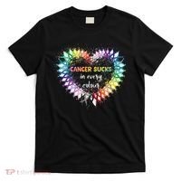 Cancer Sucks In Every Color Cancer Awareness Ribbons Heart T-Shirt thumb 0