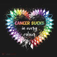 Cancer Sucks In Every Color Cancer Awareness Ribbons Heart T-Shirt thumb 7