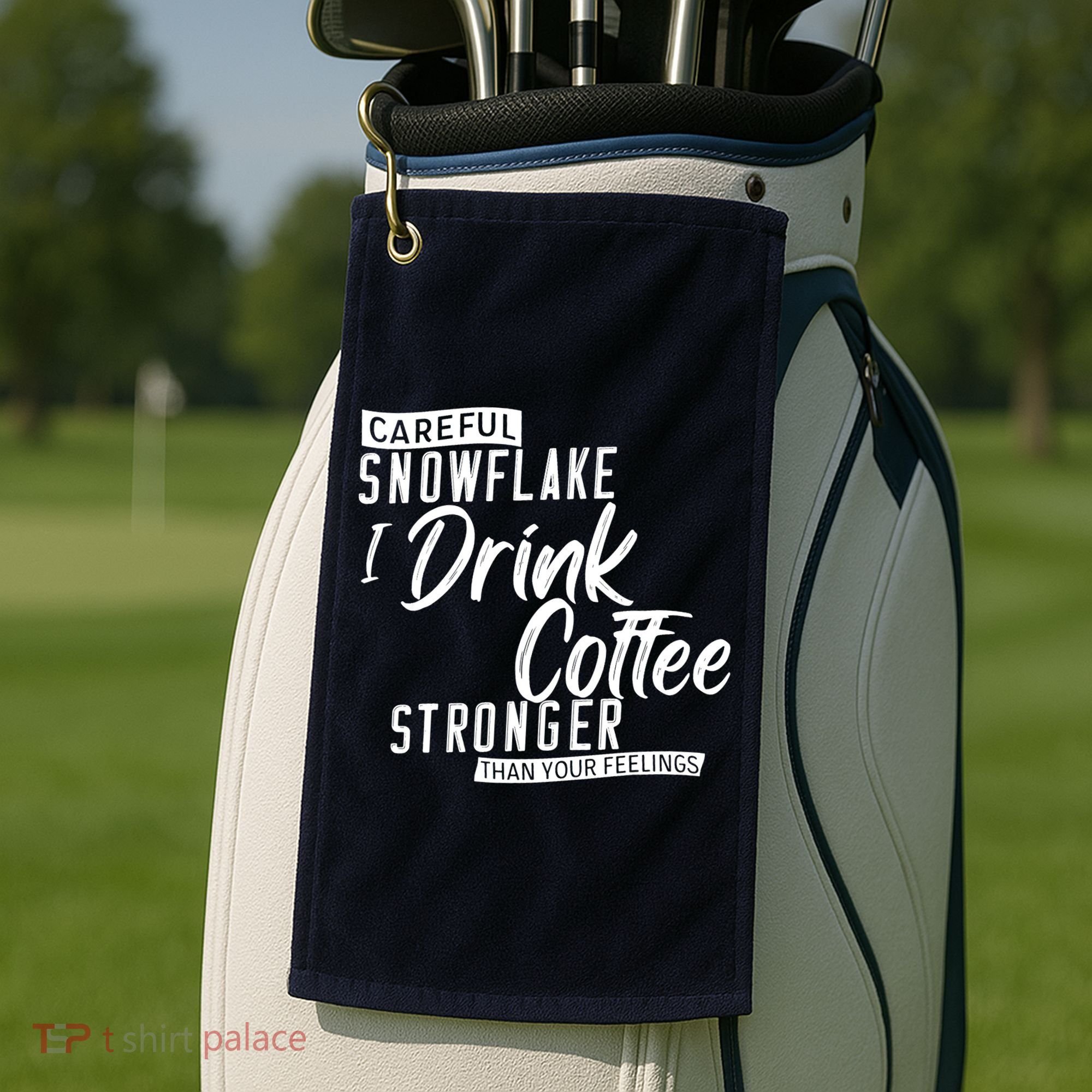 Careful Snowflake I Drink Coffee Stronger Than Your Feelings Golf Towel