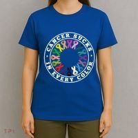 Cancer Sucks In Every Color Cancer Awareness Ribbons Cute Gift T-Shirt thumb 4