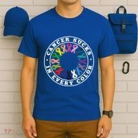 Cancer Sucks In Every Color Cancer Awareness Ribbons Cute Gift T-Shirt thumb 6