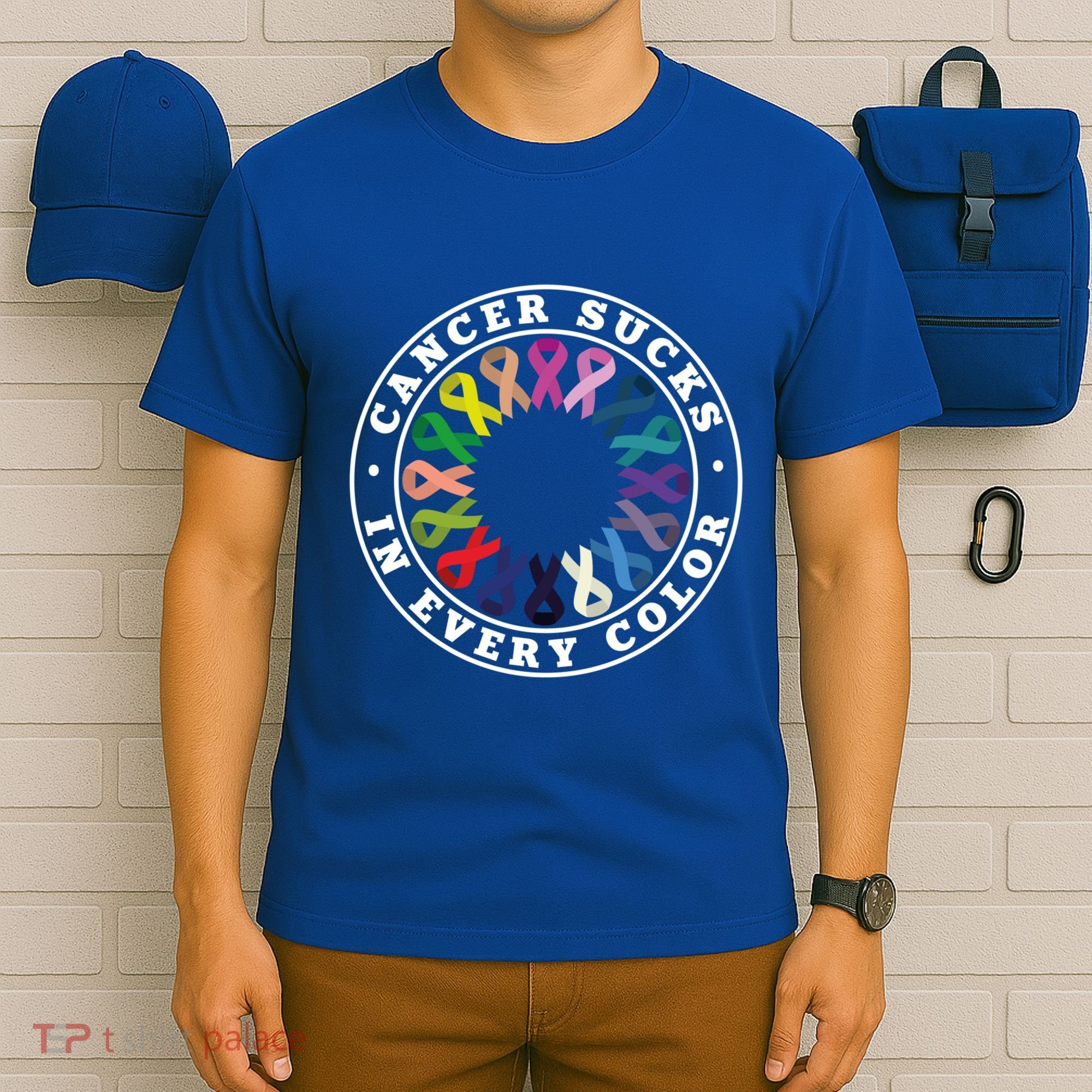 Cancer Sucks In Every Color Cancer Awareness Ribbons Cute Gift T-Shirt