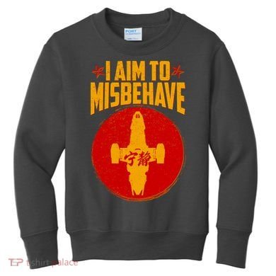 Cool Scifi I Aim To Misbehave Kids Sweatshirt