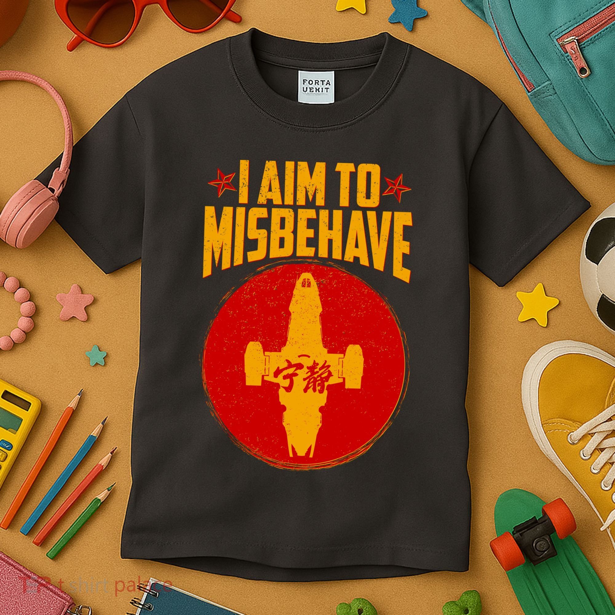 Cool Scifi I Aim To Misbehave Kids T-Shirt