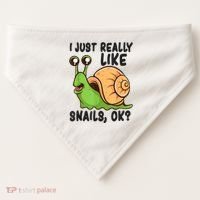 Cute Snail I Just Really Like Snails Ok Funny Snail USA-Made Doggie Bandana thumb 0