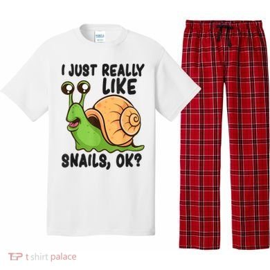 Cute Snail I Just Really Like Snails Ok Funny Snail Pajama Set