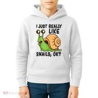 Cute Snail I Just Really Like Snails Ok Funny Snail Kids Hoodie thumb 4