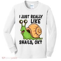 Cute Snail I Just Really Like Snails Ok Funny Snail Kids Long Sleeve Shirt thumb 0
