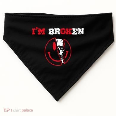Confused Skull I'm Broken Invisible Illness I'm OK Broken USA-Made Doggie Bandana