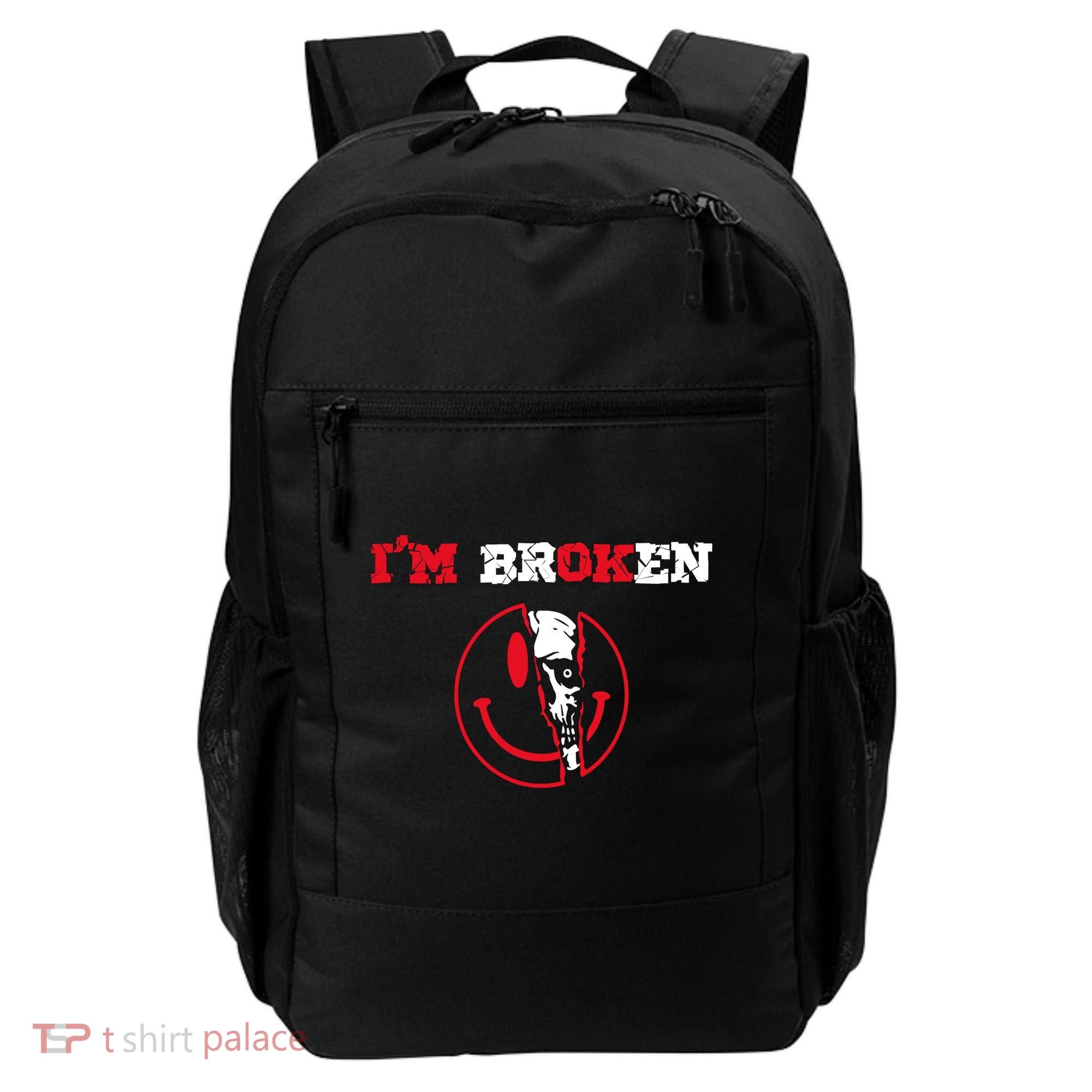 Confused Skull I'm Broken Invisible Illness I'm OK Broken Backpack