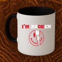 Confused Skull I'm Broken Invisible Illness I'm OK Broken Coffee Mug thumb 2