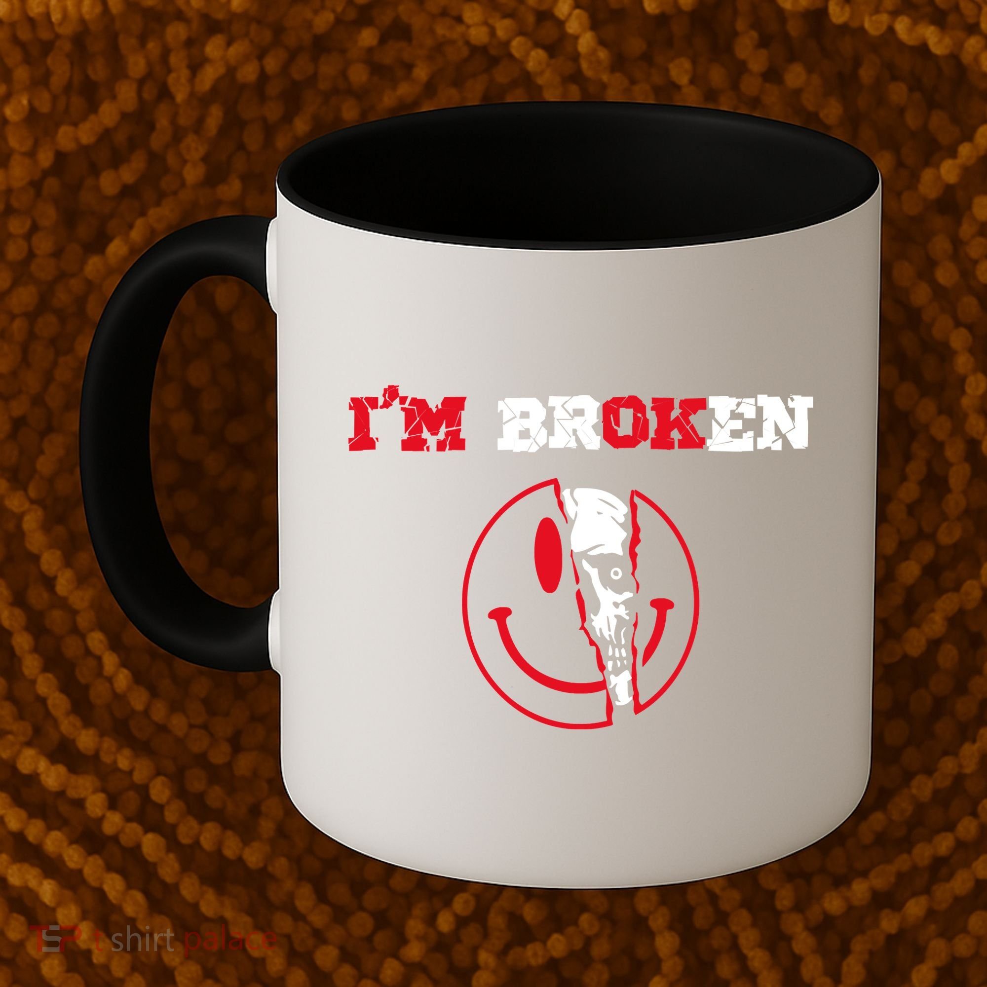 Confused Skull I'm Broken Invisible Illness I'm OK Broken Coffee Mug