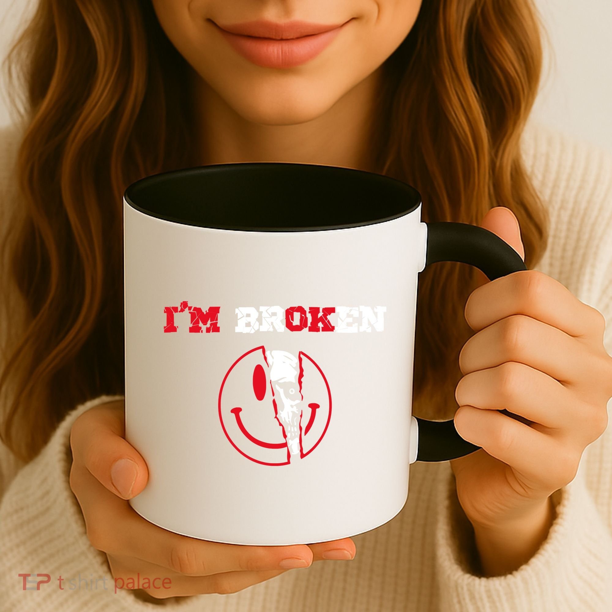 Confused Skull I'm Broken Invisible Illness I'm OK Broken Coffee Mug